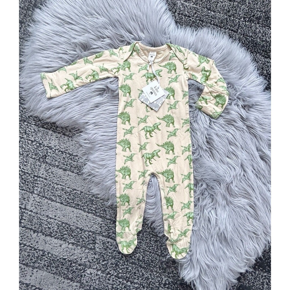 Kate Quinn Baby Long Sleeve Dino Print Bamboo Footie Size 6/9month